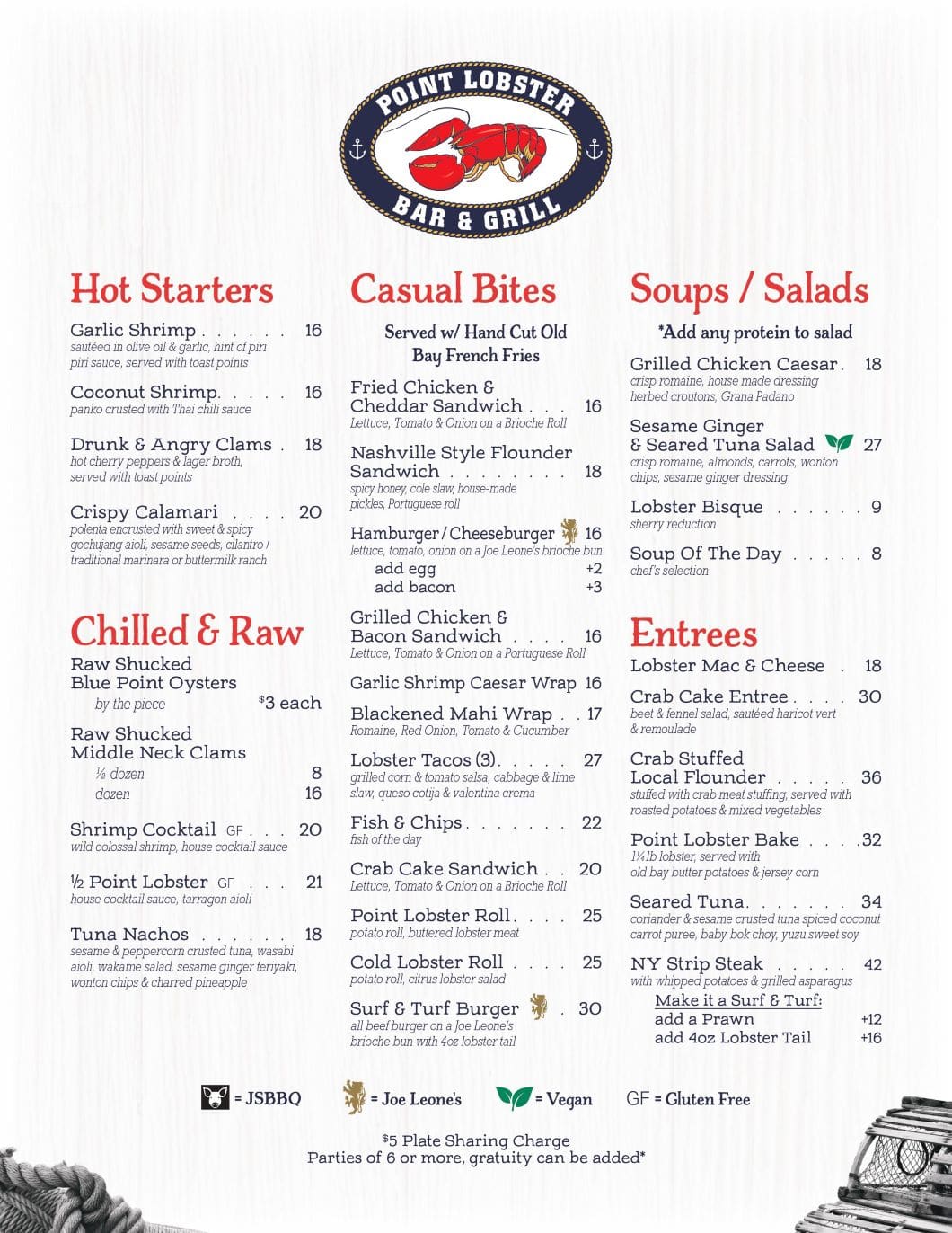 Lunch Menu Point Lobster Bar & Grill